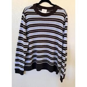 New Reformation Cashmere Boyfriend Sweater In Blue Brown Multi Size L